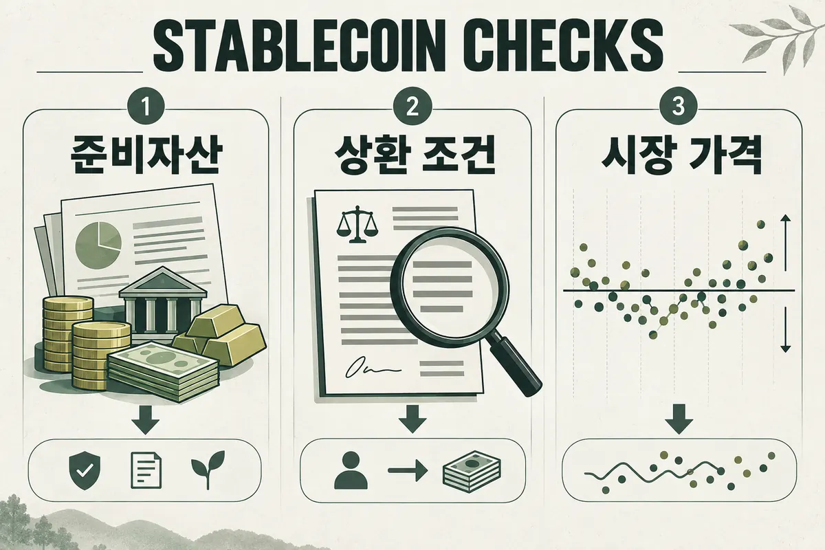 준비자산, 상환 조건, 시장 가격을 따로 확인하는 개념도