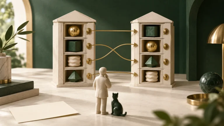 계약 변경 전후 저장 칸의 물건이 어긋난 화살표로 연결되는 storage layout 충돌 그림